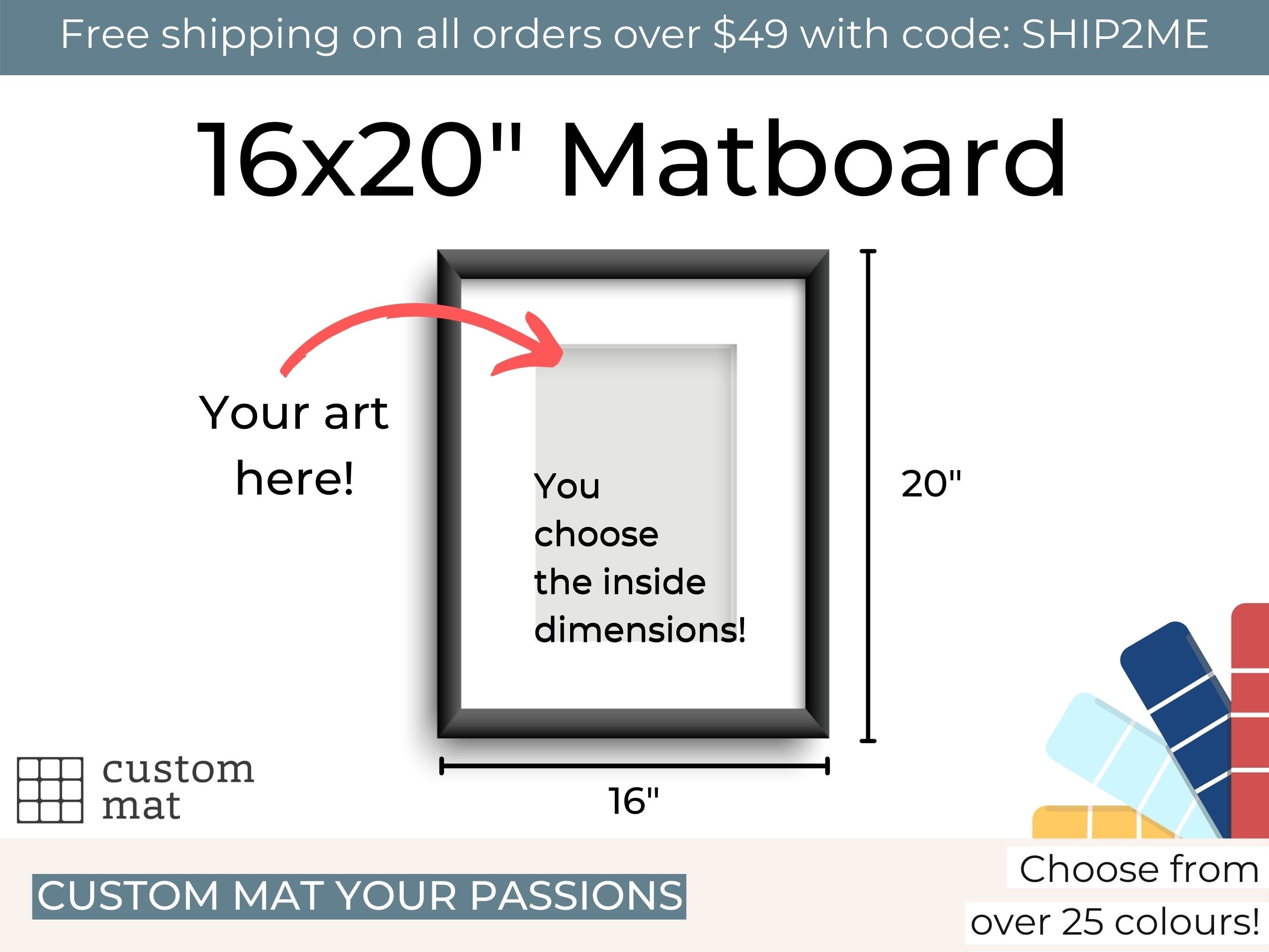 16x20 Custom Photo Mat Boards for 16x20 Frames With Choice of Interior  Dimensions 