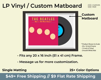 Custom LP Vinyl Matboard for 20x16 Inch Picture Frames (Single Matting)