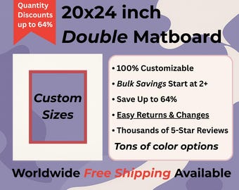20x24 inch Custom DOUBLE Mat with Custom Cutout // Fits 20x24 inch (or 24x20)  Frames // Free Shipping to US, Canada, Europe, Australia & NZ