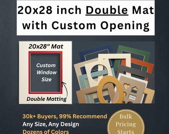 20x28 inch Custom DOUBLE Mat with Custom Cutout // Fits 20x28 inch (or 28x20)  Frames // Free Shipping to US, Canada, Europe, Australia & NZ