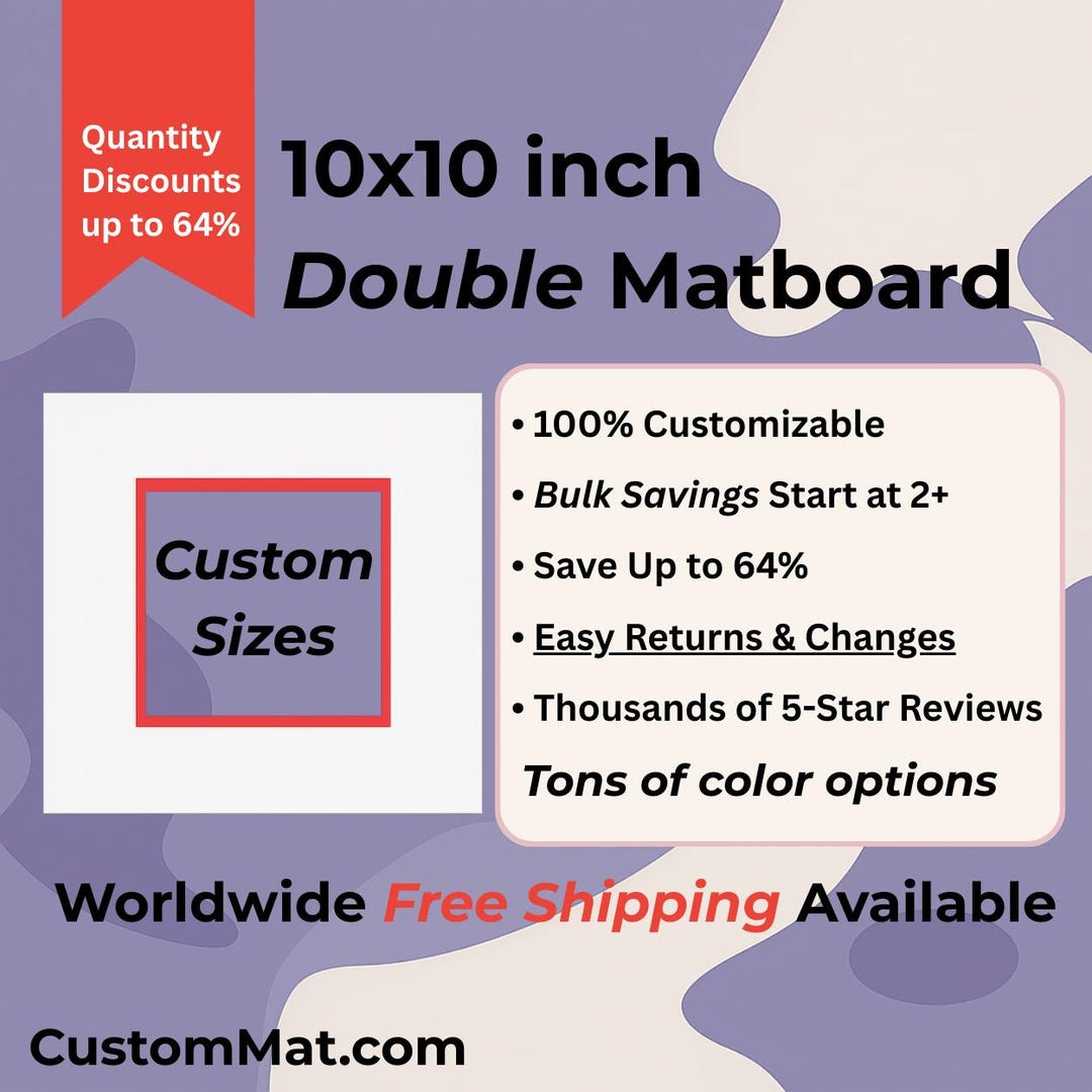 10x10 Inch Custom DOUBLE Mat With Custom Cutout // Fits 10x10 Square ...