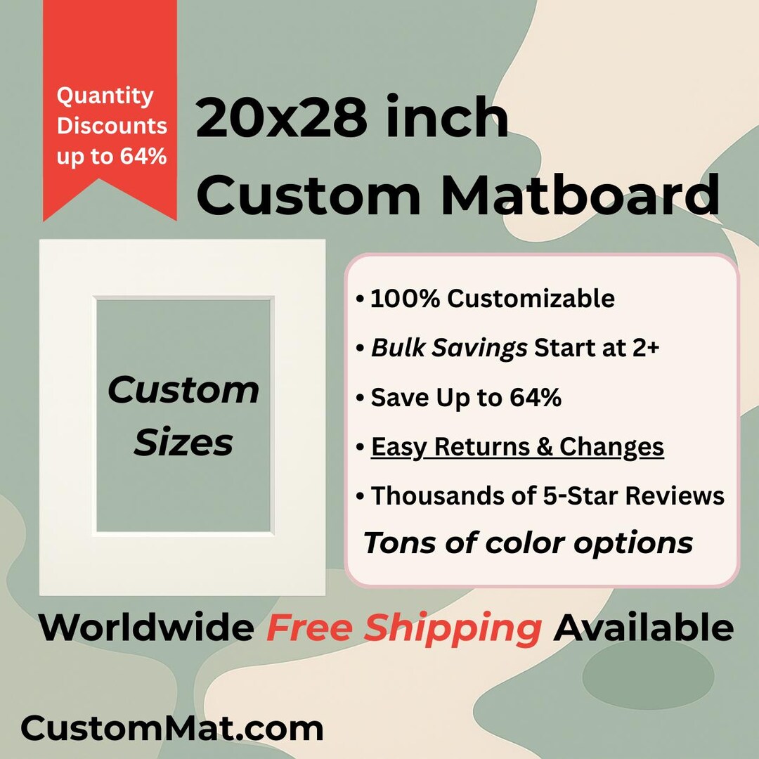 20x28 Inch Custom Matboard With Custom Cutout // Fits 20x28 Inch (or ...