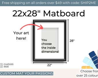22x28" Custom Photo Mat Boards for 22x28" Frames with Choice of Interior Dimensions