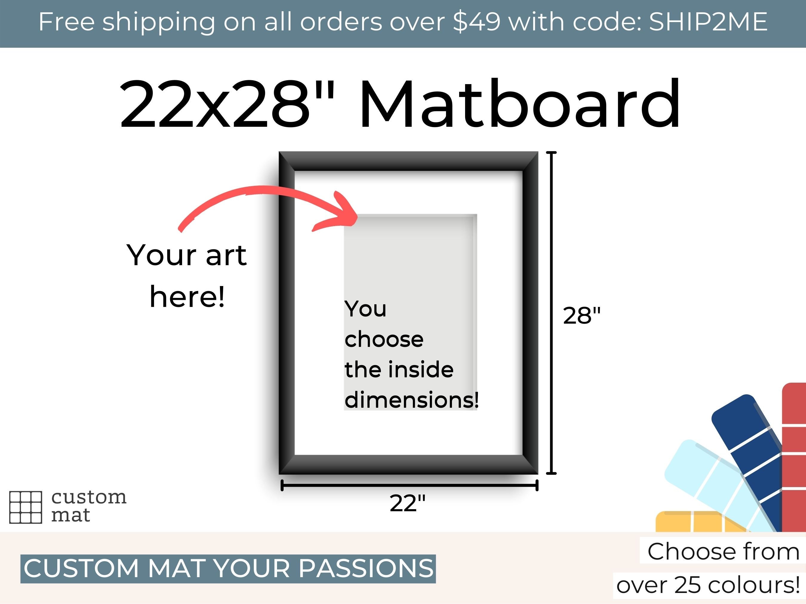 18x24 Precut Mat Board For 22x28 Frame - Acid-Free Baby Blue Photo Mat, Single