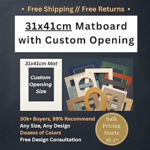 Paspartú personalizado de 31 x 41 cm o 30 x 40 cm con recorte personalizado // Se adapta a marcos de 31 x 41 cm o 41 x 31 cm // Envío gratuito a EE. UU., Canadá, Europa, Australia y Nueva Zelanda