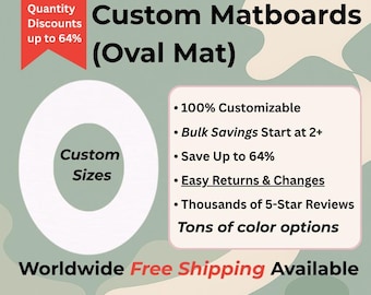 Premium Custom OVAL Matboard - Single Matting for Photo Frames - 30+ Colors, High Quality, Made to Order, Free Shipping