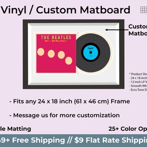 Custom Matboard for LP Vinyl for 24x18 inch (61x46 cm) Picture Frames (Double Matting)