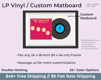 Custom Matboard for LP Vinyl for 24x18 inch (61x46 cm) Picture Frames (Double Matting)