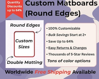 Custom Double Matting – Round Corners, 30+ Colors, Made to Order Matboard