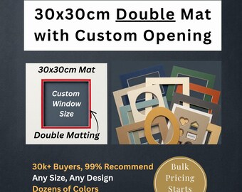 30x30cm Custom DOUBLE Mat with Custom Cutout // Fits 30x30cm Square Frames // Free Shipping to US, Canada, Europe, Australia & NZ