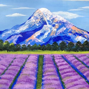 Original Handmade Lavender Fields Snow-scape Acrylic painting | Colorful Wall Decor for Living Room,  Bedroom |Christmas Gift | Komal Nirula