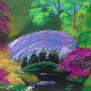 Monet Garden original handmade acrylic painting for nature lovers, Beautiful flower painting art, Christmas gift, Wall Decor By Komal Nirula