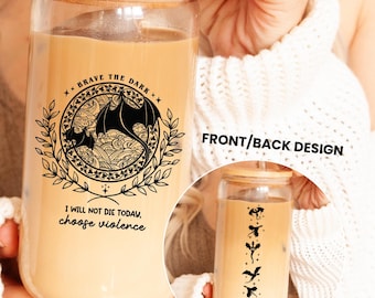 Fantasy Book Lover Glass Tumbler: Dragon Wing Iced Coffee Cup