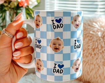 Fathers Day Mug, Custom Baby Photo Retro Mug, Personalized Father's Day Gift, First Time Dad, Dad's Birthday Present