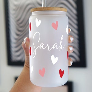 Cadeaux personnalisés pour la Saint-Valentin, gobelet en verre pour la Saint-Valentin de 16 oz, Saint-Valentin d'amis, cadeau d'amis pour la Saint-Valentin, Saint-Valentin meilleur ami