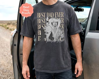 Camiseta vintage personalizada para papá: Camiseta personalizada para el Día del Padre con foto de los niños, camiseta divertida para papá, camiseta del mejor papá del mundo, regalo para papá primerizo