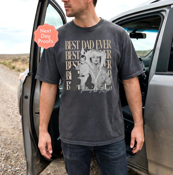 Custom Dad Vintage Photo Shirt: Personalized Fathers Day Shirt With Kids Photo, Funny Dad Shirt, Best Dad Ever Shirt, New Dad Gift