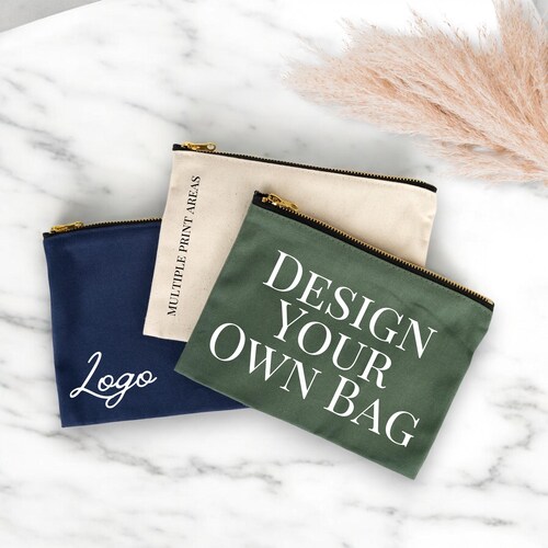 Custom Make Up Bag With Zipper, Promotional Cosmetic Bag Bag, Custom Logo Bag, Personalized Make Up Bag, Custom Name Bag, Canvas Make Up Bag