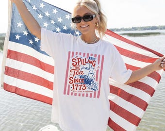 Comfort Colors® Striped Spilling The Tea Since 1773 Shirt, 4th Of July Tshirts , Preppy, Americana Patriotic Shirt, 250th Anniversary