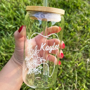Dental Hygienist Gift, Glass Iced Coffee Glass, Dentist Gift, Tumbler Lid And Straw, Bulk Dentist Office Gift, Dental Assistant Gift