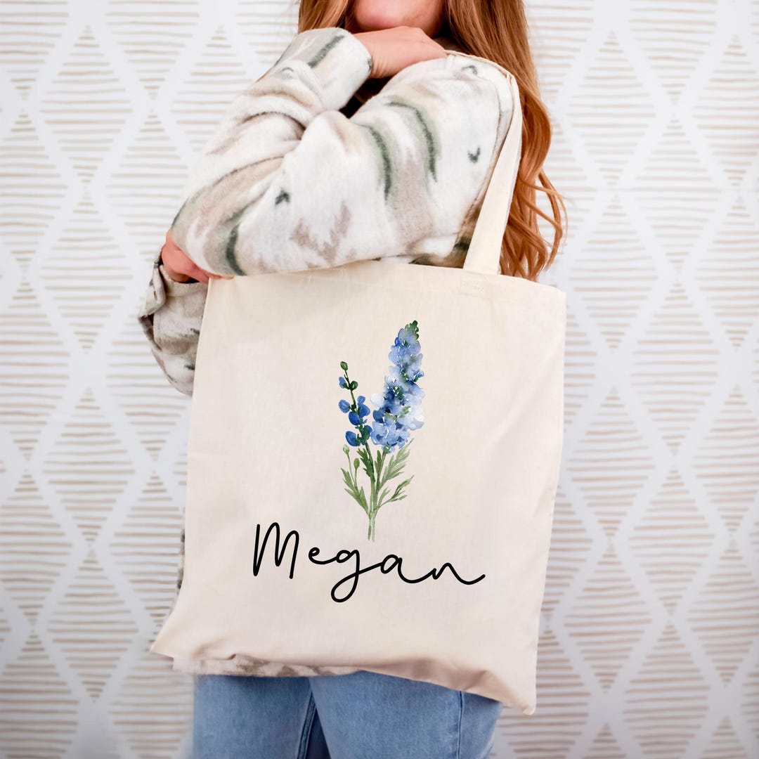 Birth Month Flower Personalized Canvas Tote Bag, Bachelorette Bridesmaid Gifts, Christmas Gifts ...