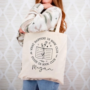 Personalized Book Club Tote Bag: Custom Reader Gift
