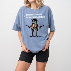 Hold On Partner Im Overstimulated Sweatshirt, Cowboy Frog Sweatshirt, Cowboy Frog Unhinged Shirt, Cute Animal Sweatshirt, Funny Frog Shirt image 6
