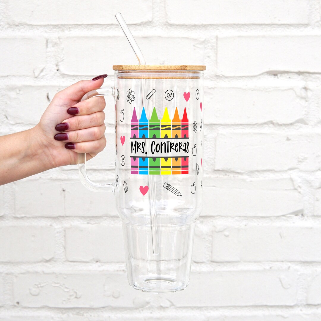 Teacher Tumbler 40oz Glass, Teacher Gifts Personalized, Teacher Gifts