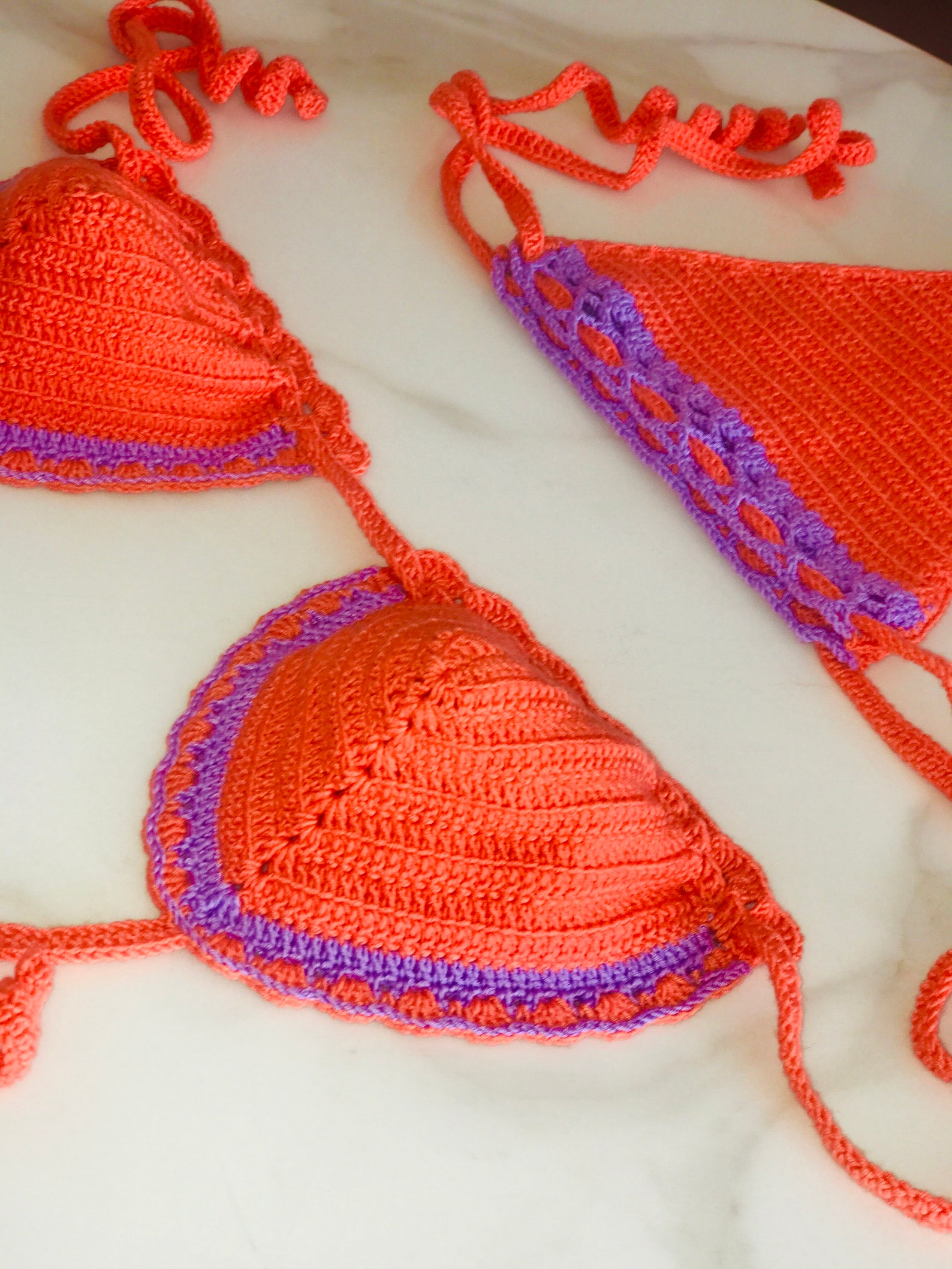 bikini-set-orange-croched-bikini-swimvear-etsy