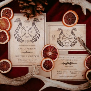 Viking Wedding Invitation, Save the Date, RSVP, Details Card, Digital File Kit, Printable, Norse, Nordic, Customizable
