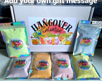 Coffret cadeau bombes de douche Hangover | cadeau amusant | salle de bain | cadeau détente | cadeau pour elle | cadeau pour lui | cadeau anti-stress | panier dorloter | bateaux à vapeur