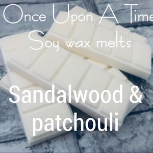 Highly scented, Handmade, hand poured Soy Wax melts. 50g block snap bar- fragrance- Sandalwood and patchouli