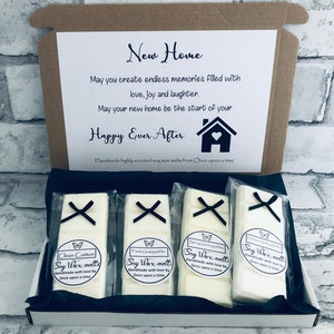 New Home gift box. Baby shower. Soy wax melt Letterbox gift box, Handmade, hand poured Soy Wax melts gift box with 4 x 50g snap bar blocks.