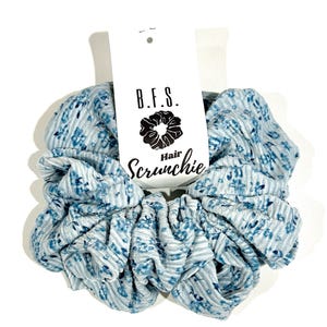 Bonnie – Jumbo Handmade Light Blue Floral Scrunchie | Soft & Elegant Hair Accessory&quot;