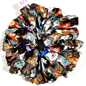 Meow Power - Cute Cartoon Cat Scrunchie - Cool Hair Accessory
