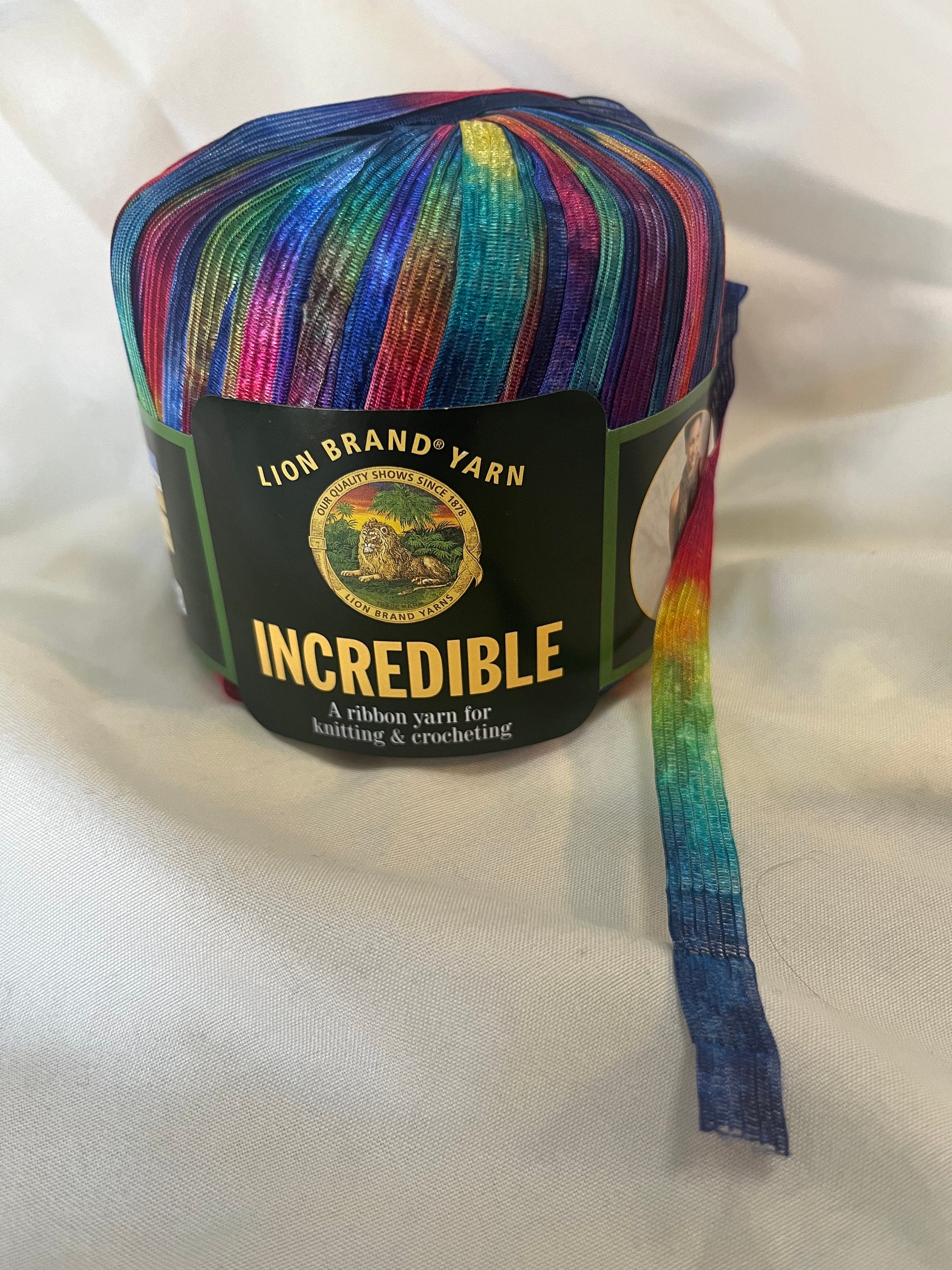 Lion Brand Ribbon Yarn Rainbow Etsy
