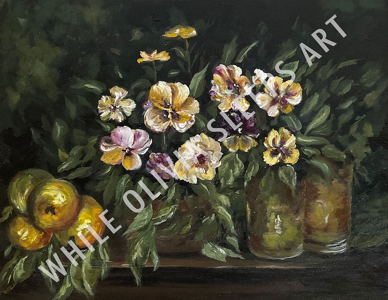 Pansy Still Life Painting DIGITAL DOWNLOAD zdjęcie 2