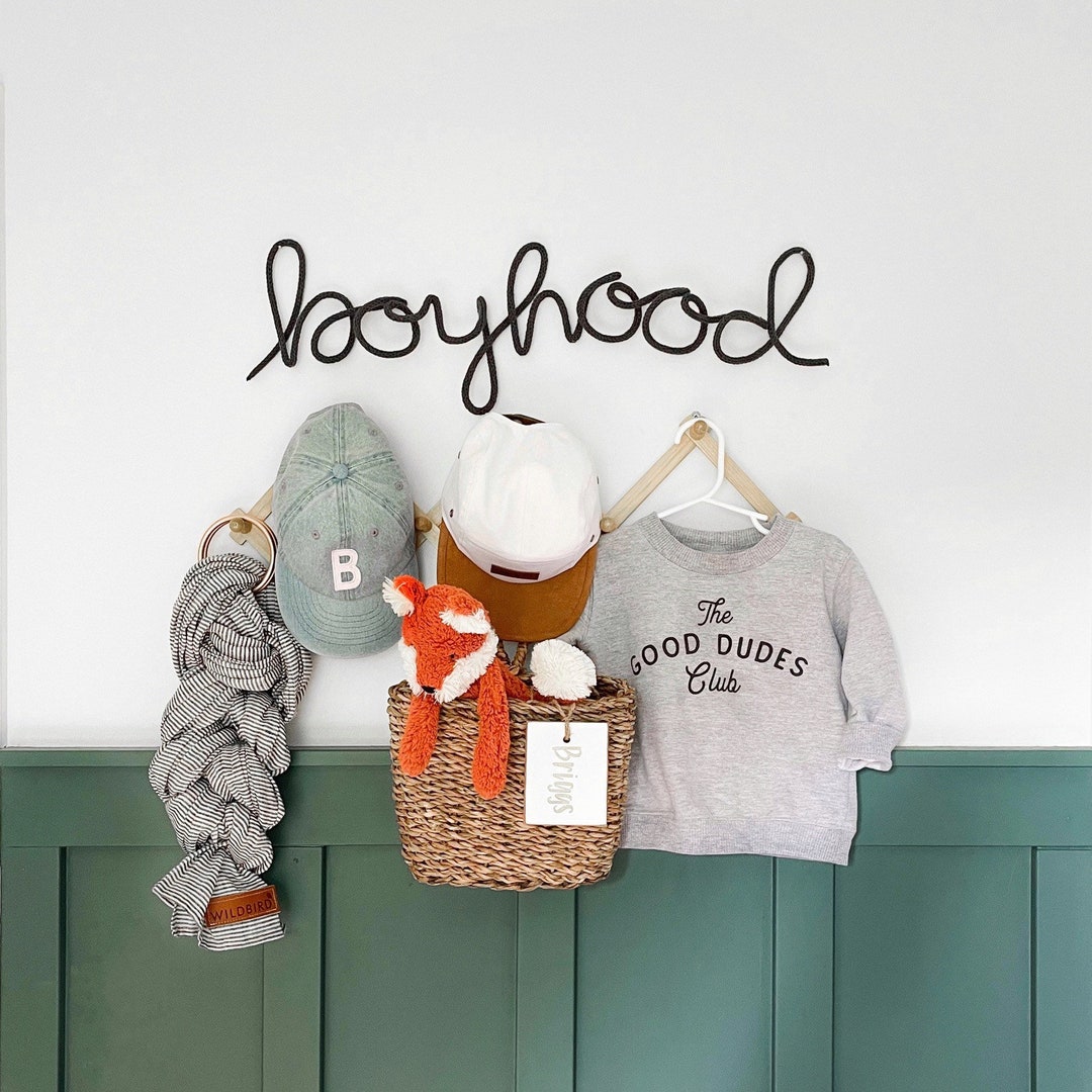 Boyhood Sign, Modern Nursery Wall Hanging, Baby Boy Nursery Sign