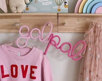 Gal Pal Sign, Knit Wire Word, Girls Room Decor, Sister Shared Room , Girls Wall Art, Whimsical Valentine's Day Decor, Girls Valentines Decor
