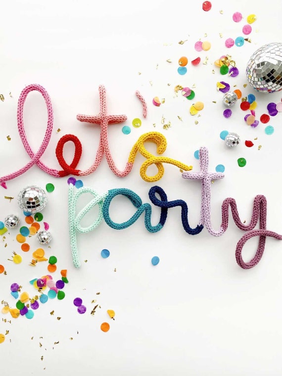Lets Party Sign, Wire Wall Decor, Rainbow Lets Party Wall Art 