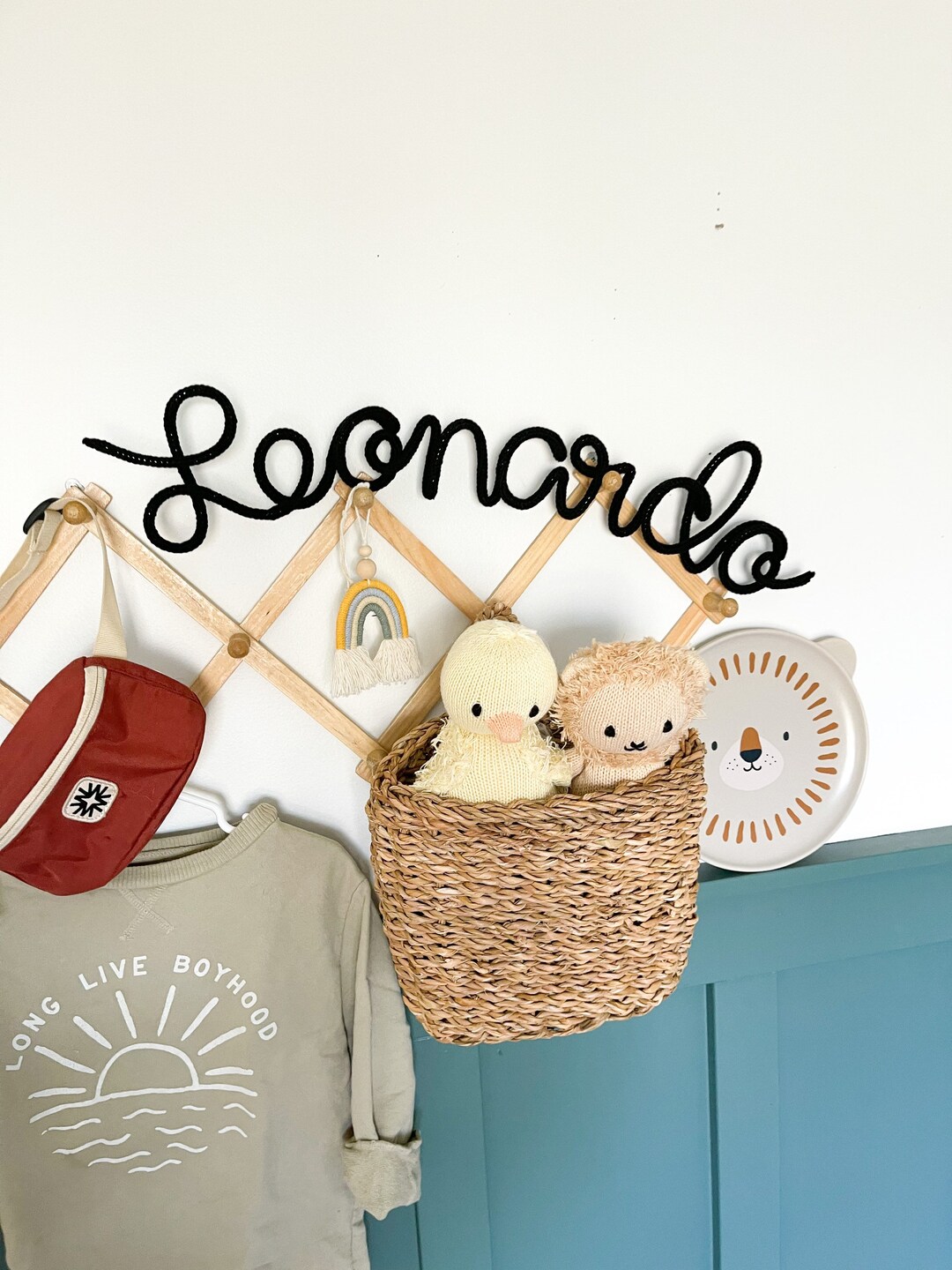 Baby Boy Nursery Wall Hanging, Personalized Nursery Name Sign