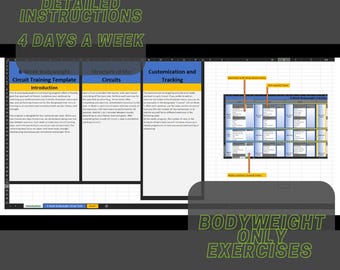 Bodyweight Workout Plan, Fitness Training Template, Customizable plan, No Gym, 6 weeks