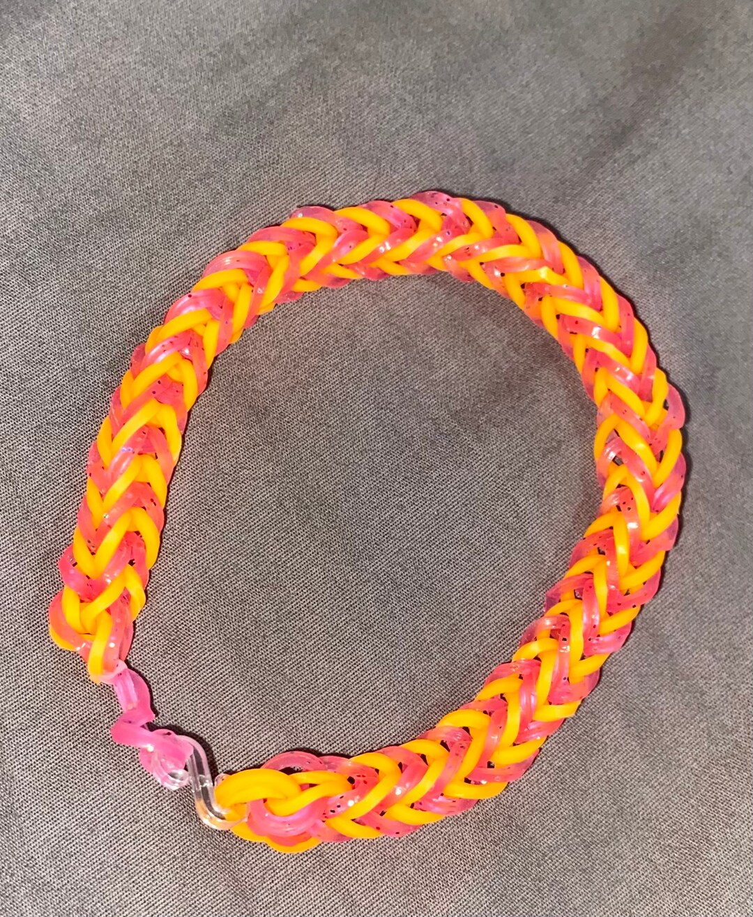 Orange/pink Sparkle Rubber Band Loom Bracelet Etsy