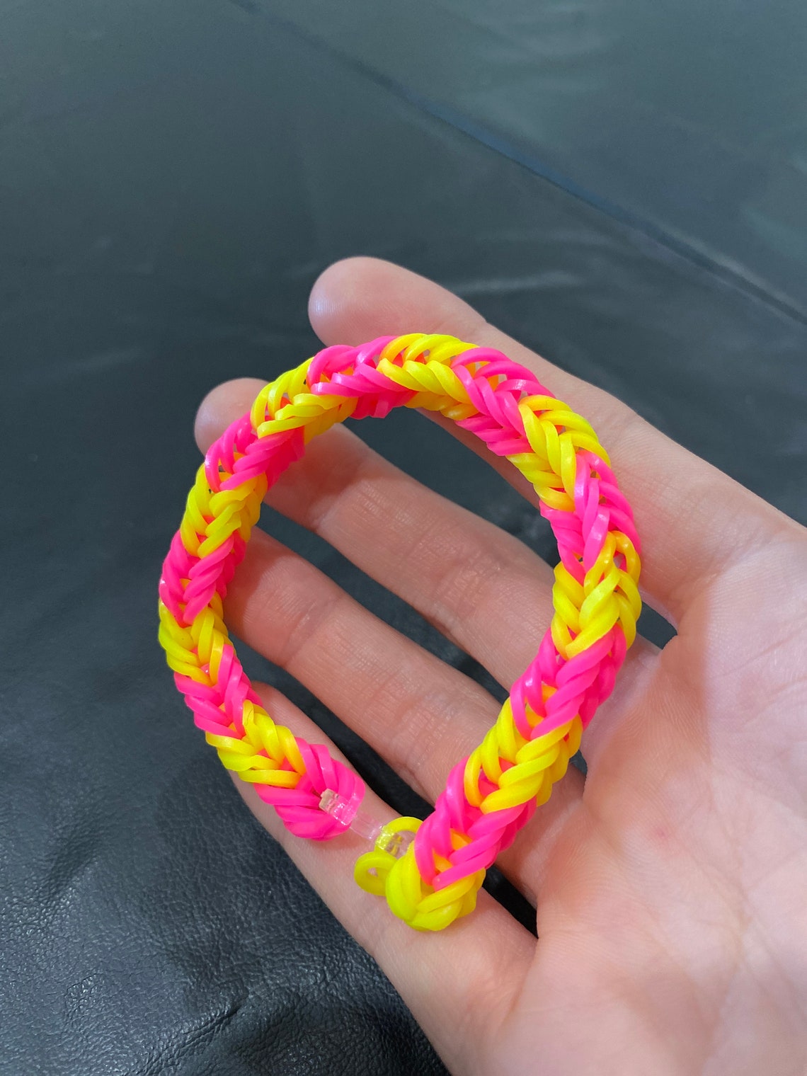 Neon Pink/yellow Rubber Band Bracelet Etsy UK