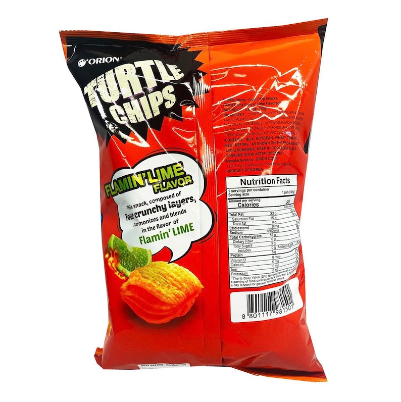 Turtle Chips Flamin Lime Flavor 5.65oz Japanese Snacks Etsy