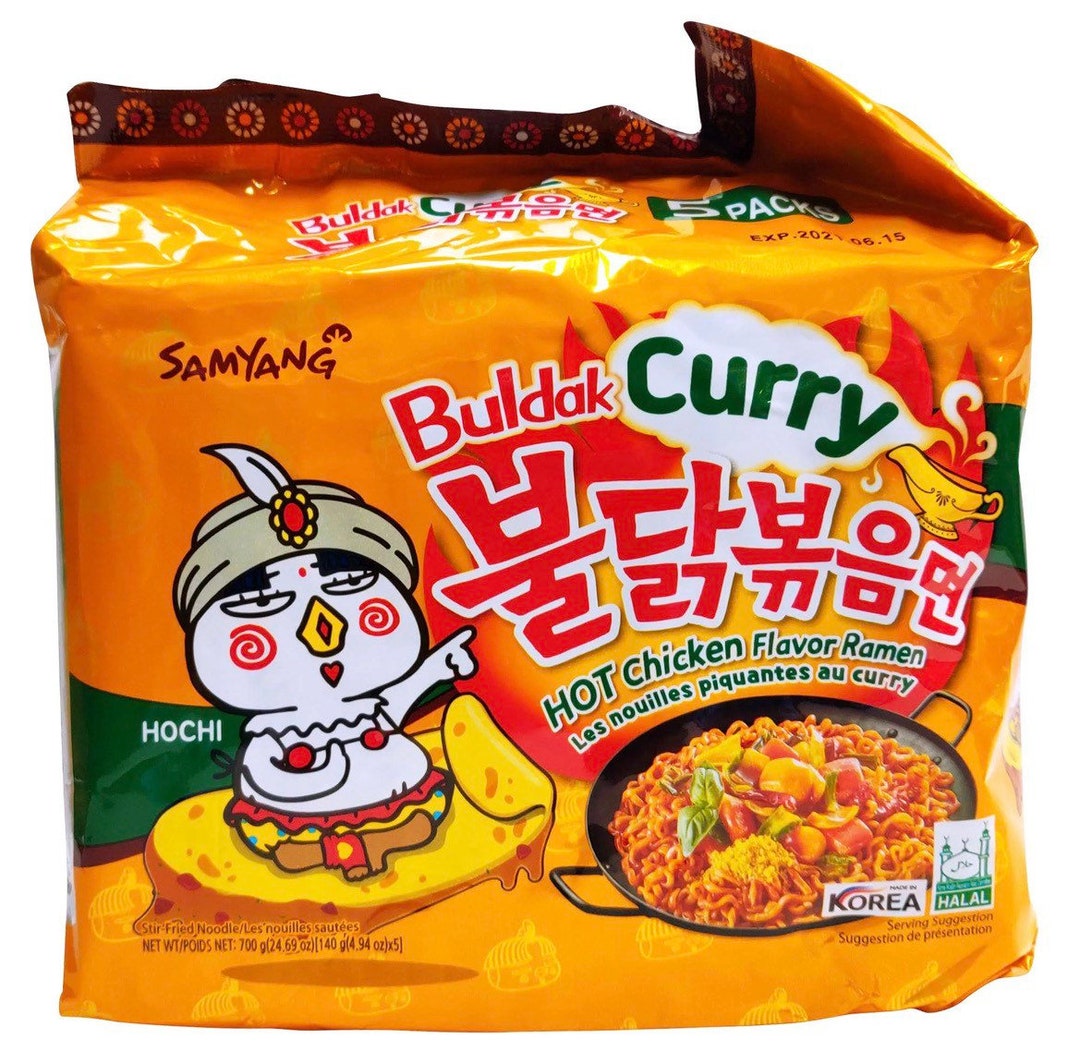 Curry Buldak Korean Spicy Hot Chicken Stir Fried Ramen Noodles 4.94oz ...