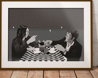 Coffee and Cigarettes inspired illustration poster