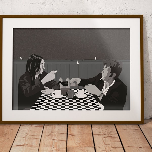 Coffee and Cigarettes inspired illustration poster