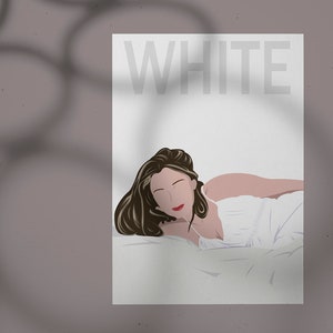 Poster di illustrazione ispirato a Trois Couleurs Blanc (tre colori bianchi).