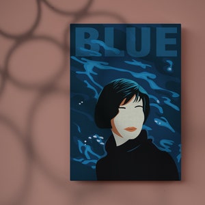 Poster di illustrazione ispirato a Trois Couleurs Bleu (tre colori blu).
